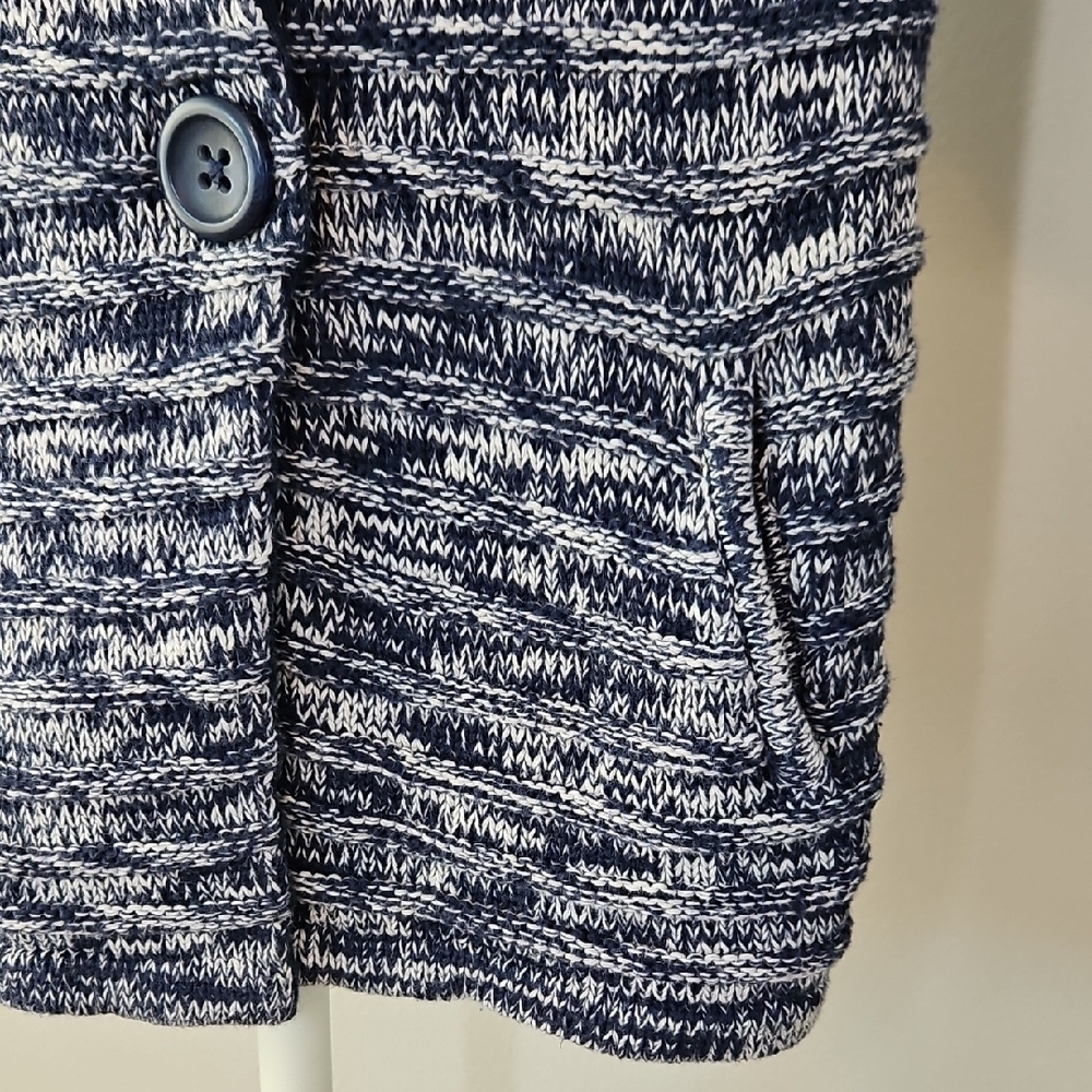 GAP Navy and White Kids Knit Button Down Sweater Jacket - Picture 2 of 7